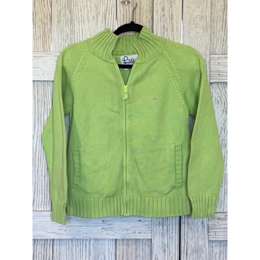 lily pulitzer Cardigan sweater Zip Up Green Pockets